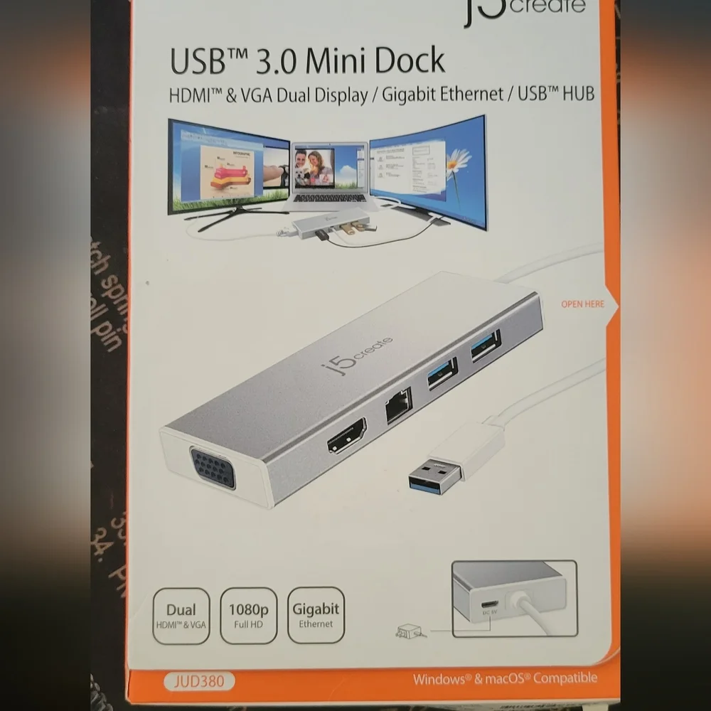 NIB - J5 create USB 3.0 Mini Dock to connect multiple Computer Monitors